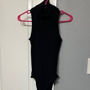 Black Sleeveless Bodysuit -Open Back
